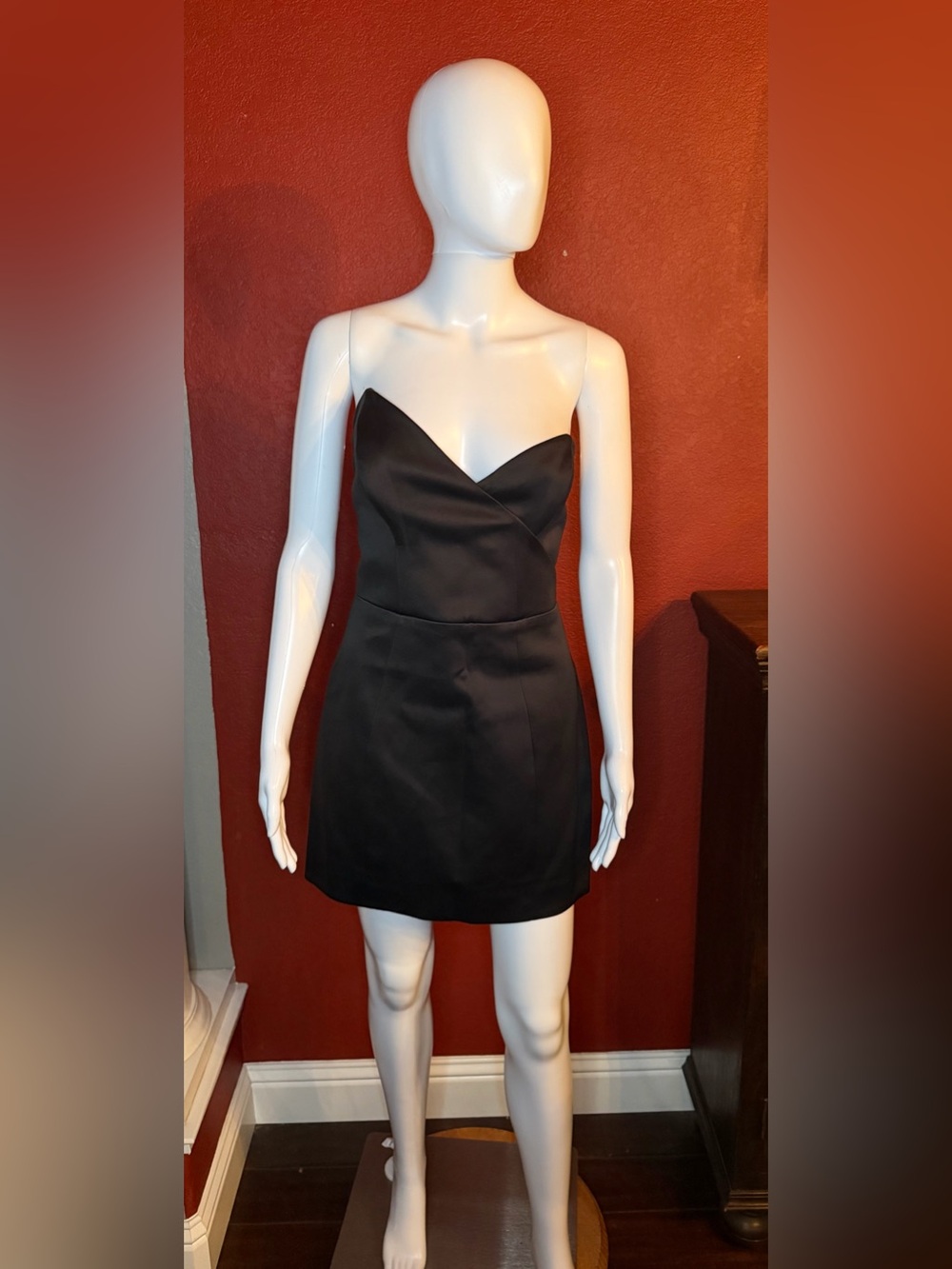 House of CB Chouchou Black Satin Asymmetric Mini Dress - Size M - Picture 4 of 13